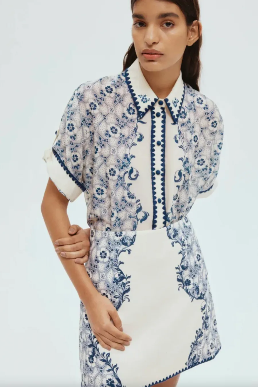 Airlie Skirt Navy/Cream