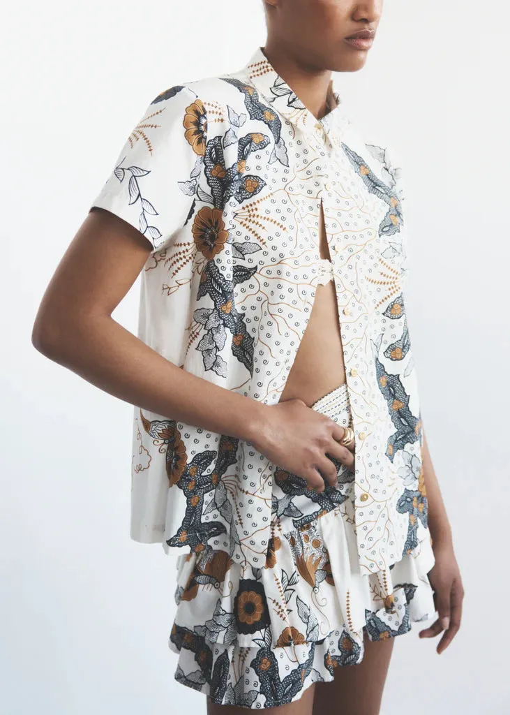 Asia Skirt Cream Batik Print