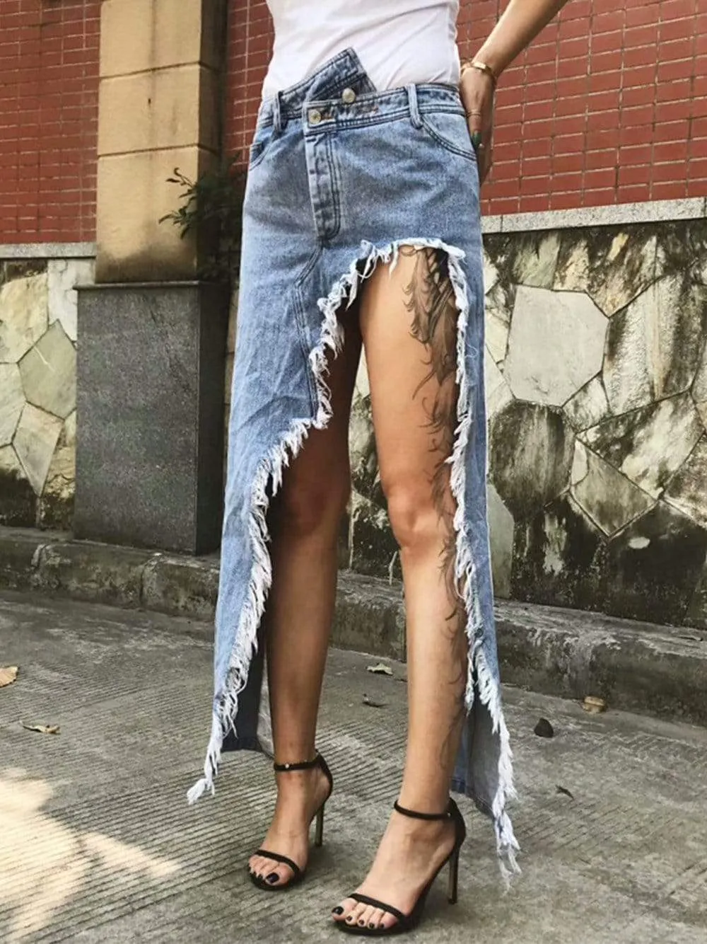 Asymmetrical Denim Skirt