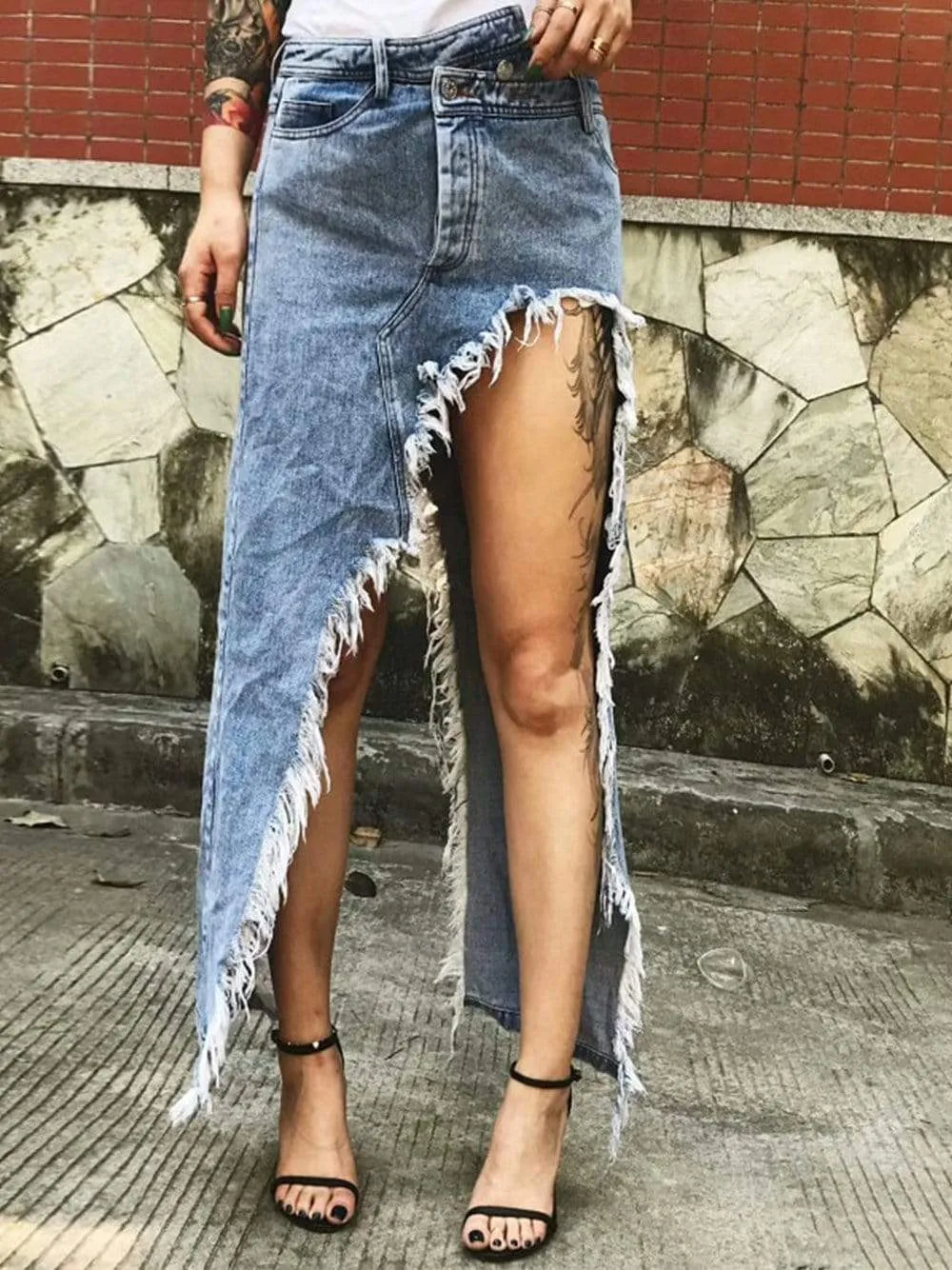 Asymmetrical Denim Skirt