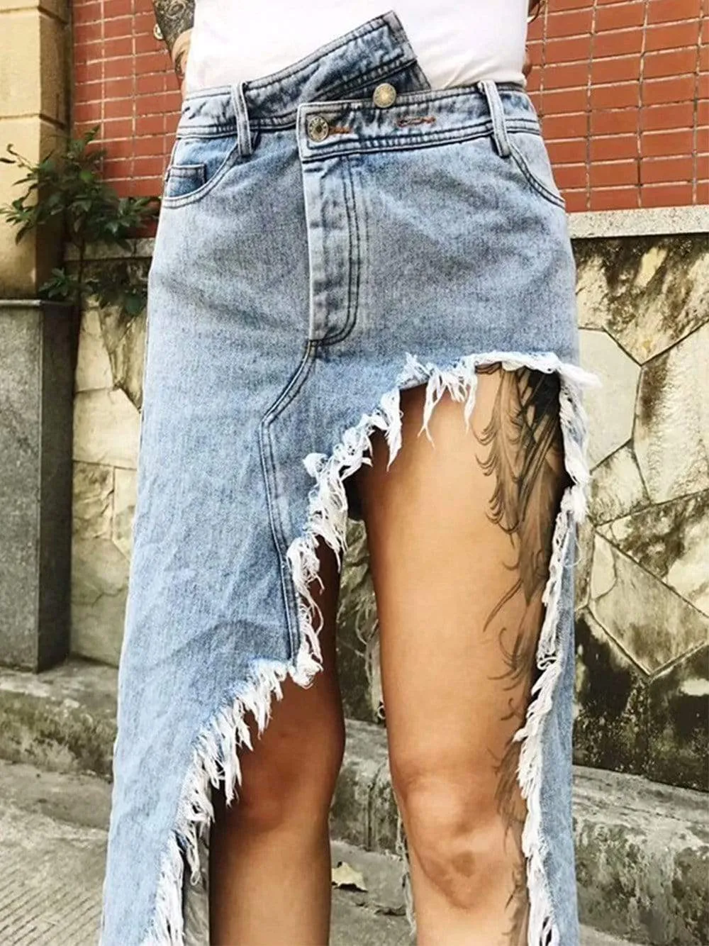 Asymmetrical Denim Skirt