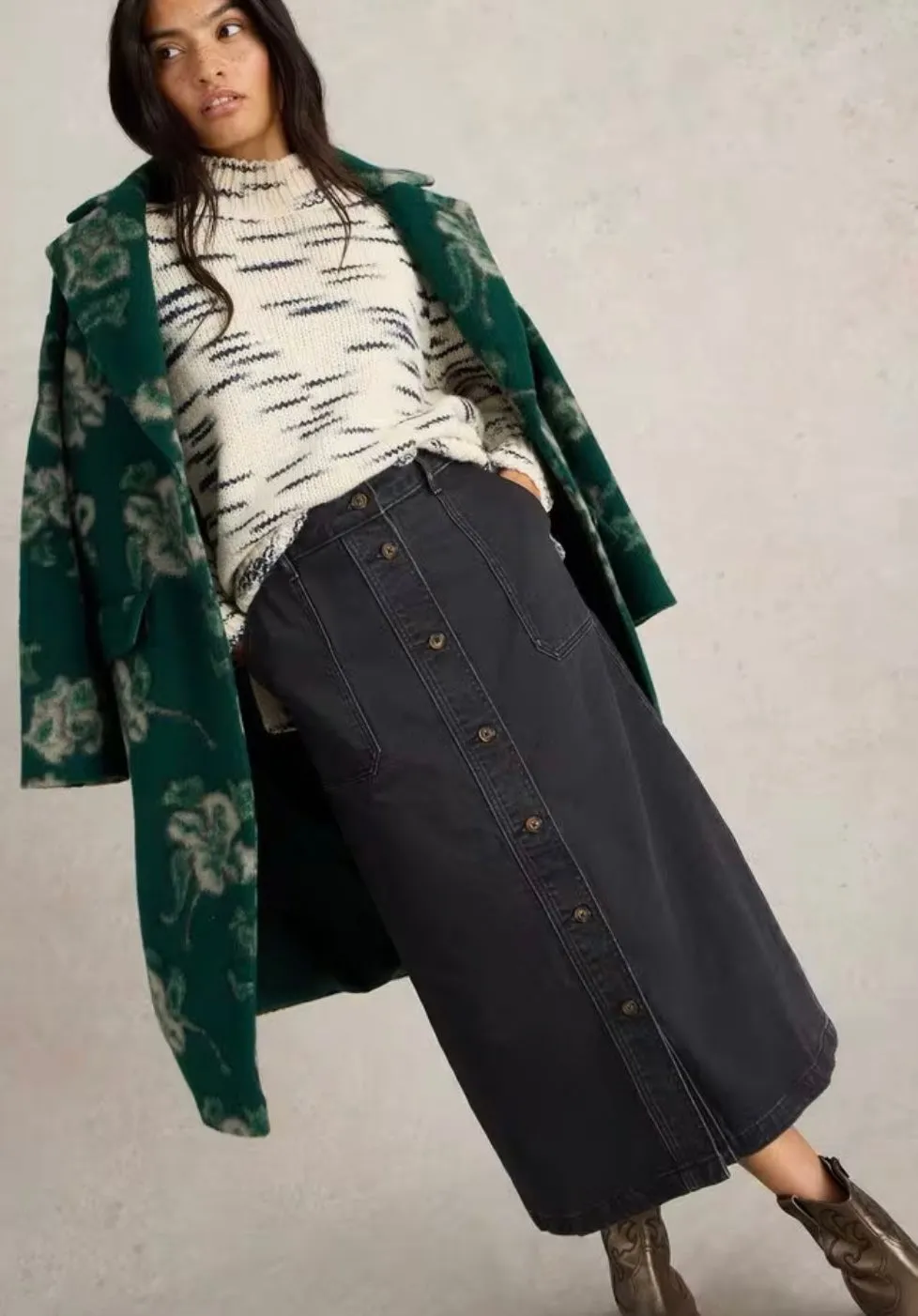 Colleen Denim Skirt Charcoal