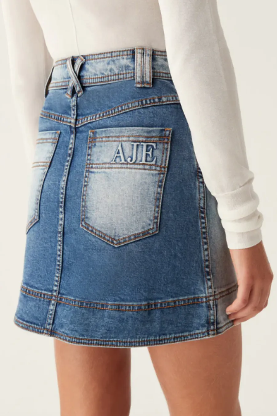 Embrace Denim Mini Skirt Two Tone Indigo