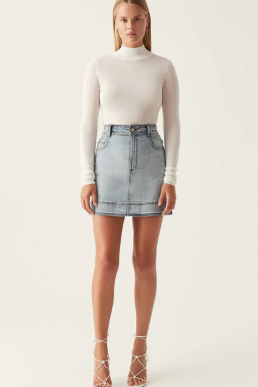 Embrace Denim Mini Skirt Two Tone Indigo