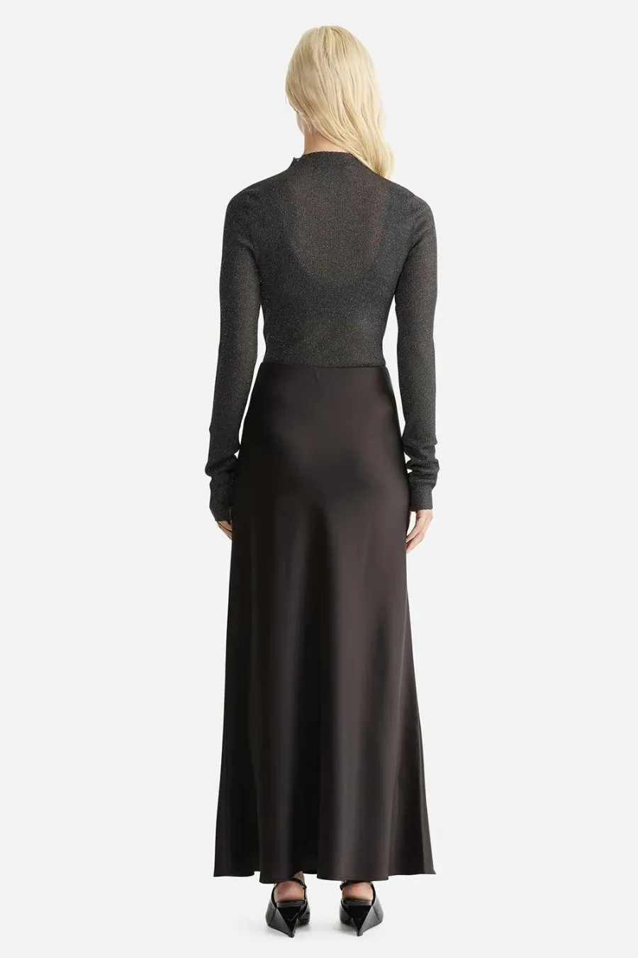 Logan Satin Maxi Skirt Black