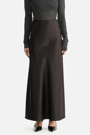 Logan Satin Maxi Skirt Black