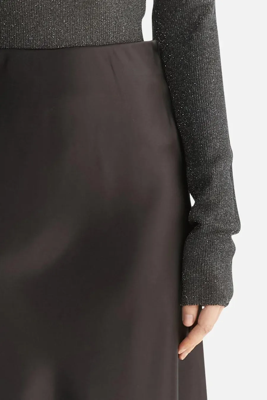 Logan Satin Maxi Skirt Black