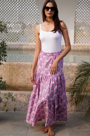 Maxi skirt, cotton block print maxi skirt, beachwear, long skirt, jupe maxi Longue, Pilar