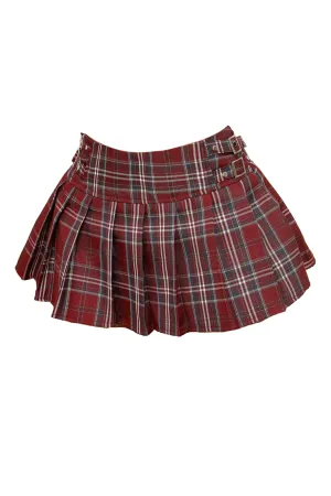 Nicolas Pleated Mini Skirt (Red Multi)