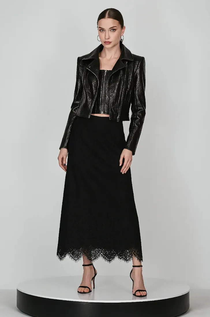 Satin Skirt Lace