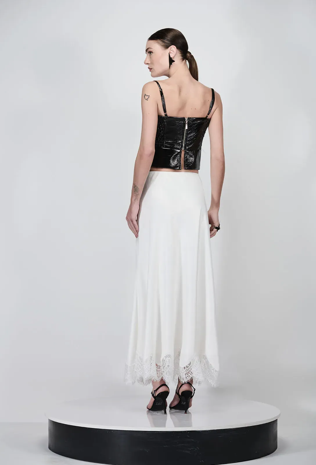 Satin Skirt Lace