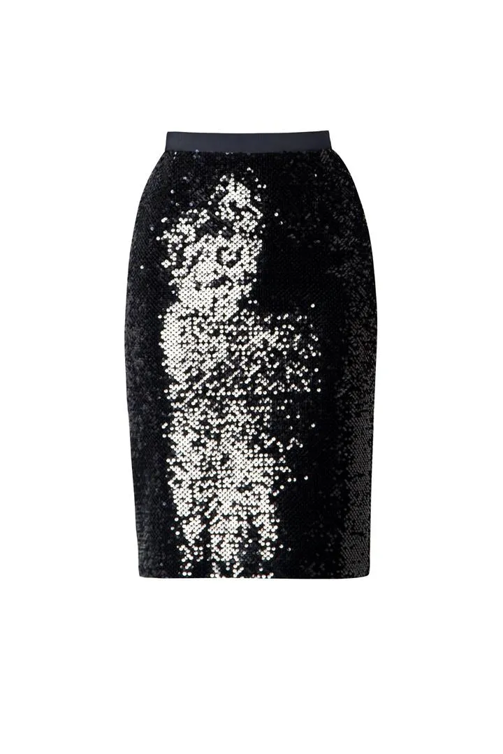 Sequined velvet pencil skirt