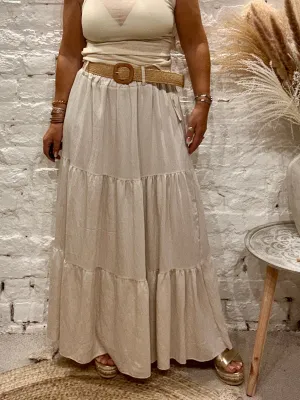 Urban Edge Sandbar Crepe Maxi Skirt With Belt