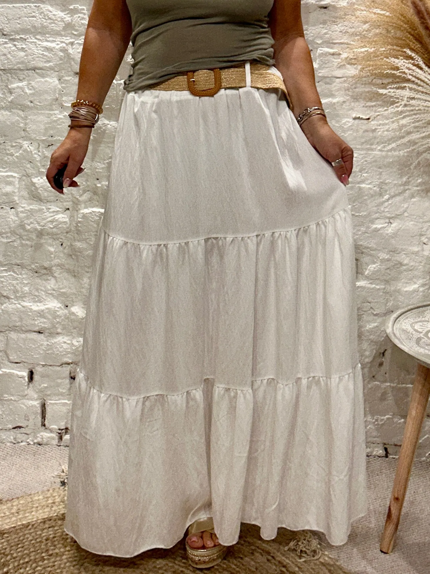 Urban Edge Sandbar Crepe Maxi Skirt With Belt