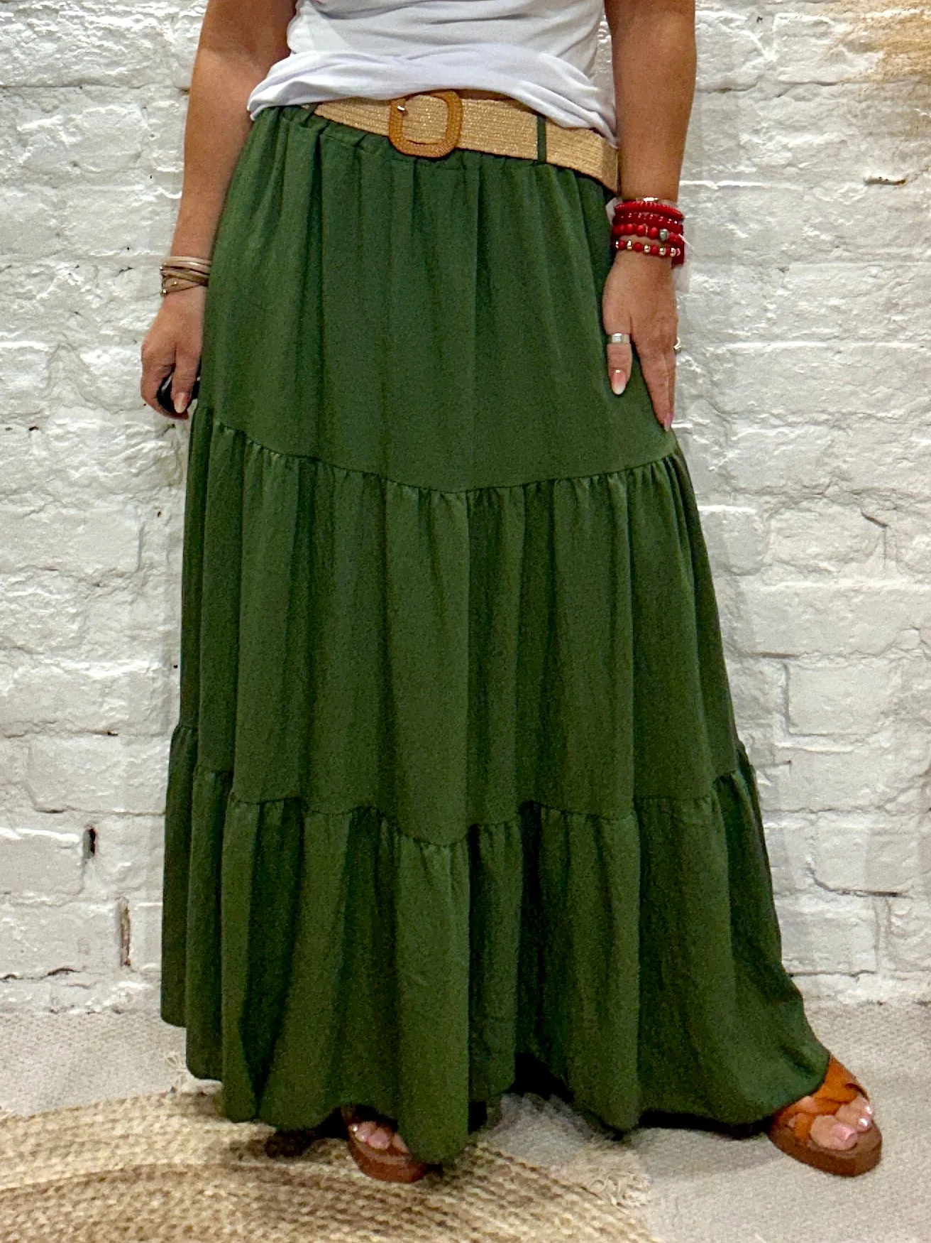 Urban Edge Sandbar Crepe Maxi Skirt With Belt