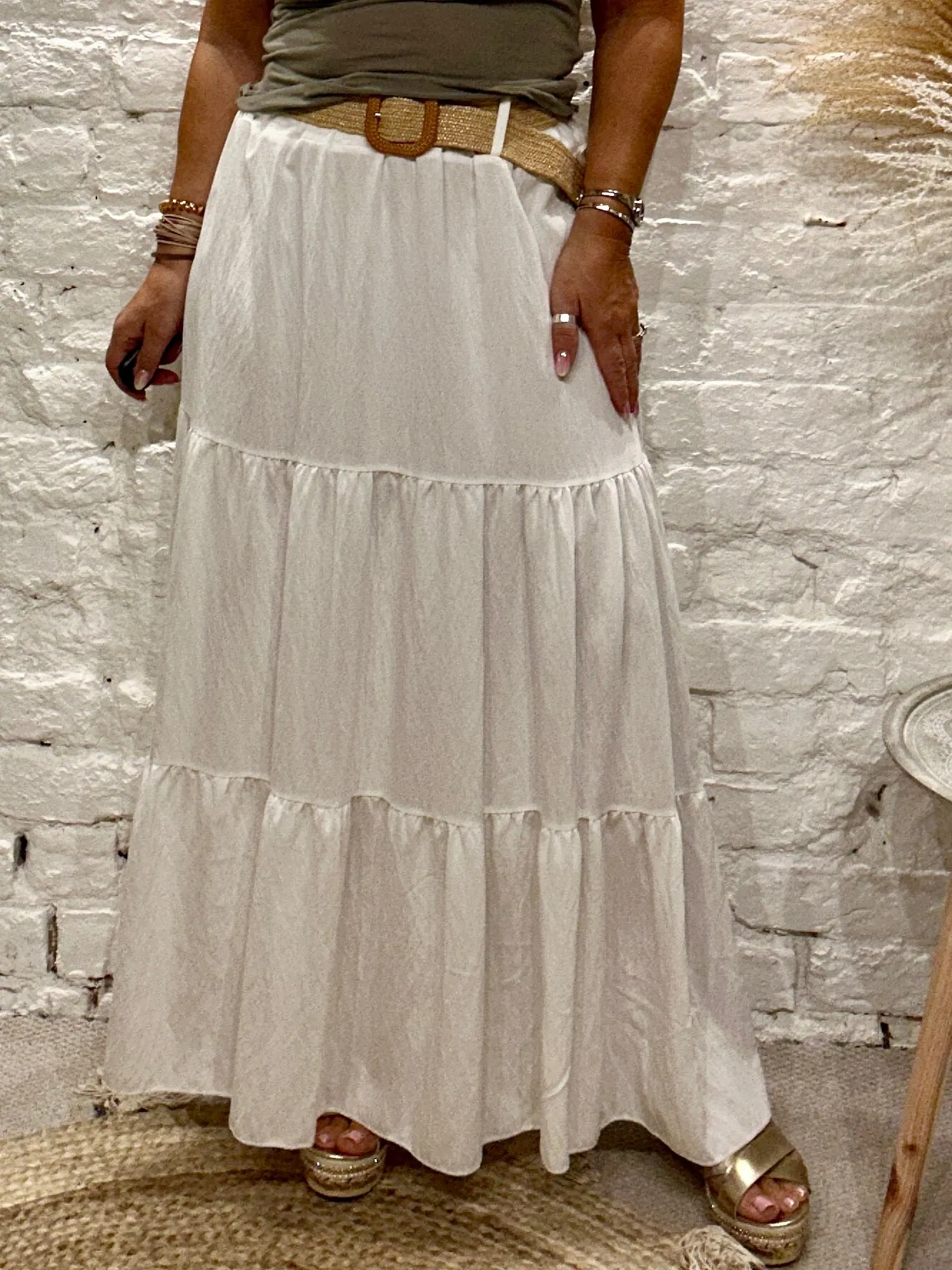 Urban Edge Sandbar Crepe Maxi Skirt With Belt